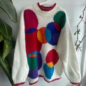 Gorgeous vintage multicolour knit crewneck sweater